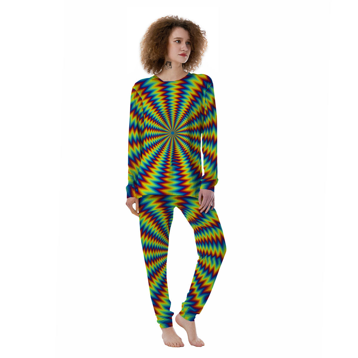 Optical Illusion Octagonal Psychedelic Women's Pajamas-grizzshop