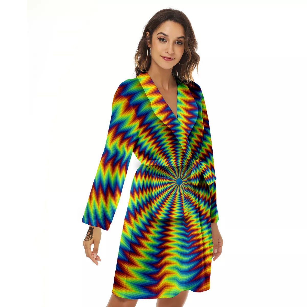 Optical Illusion Octagonal Psychedelic Women's Robe-grizzshop