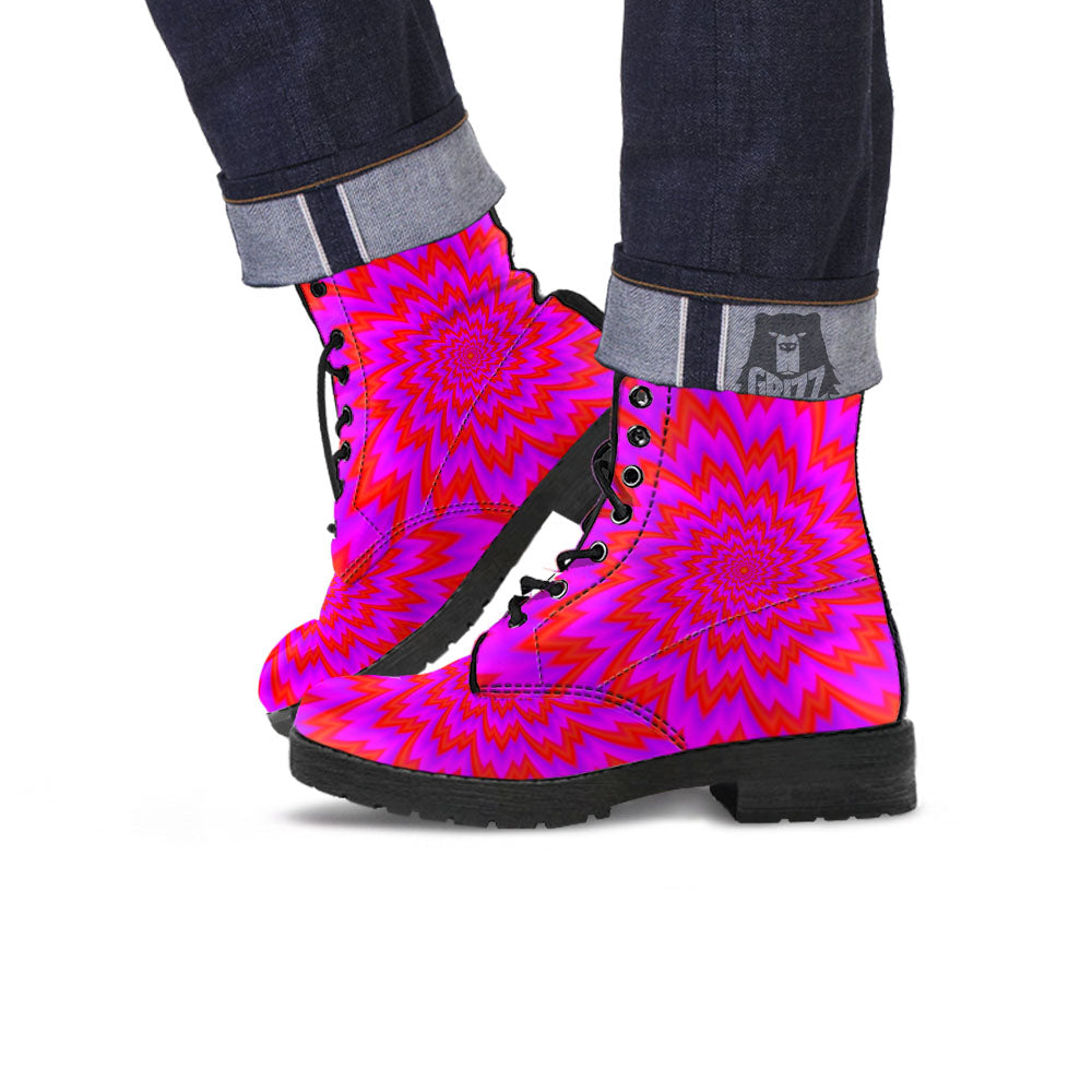 Optical Illusion Spiky Psychedelic Leather Boots-grizzshop