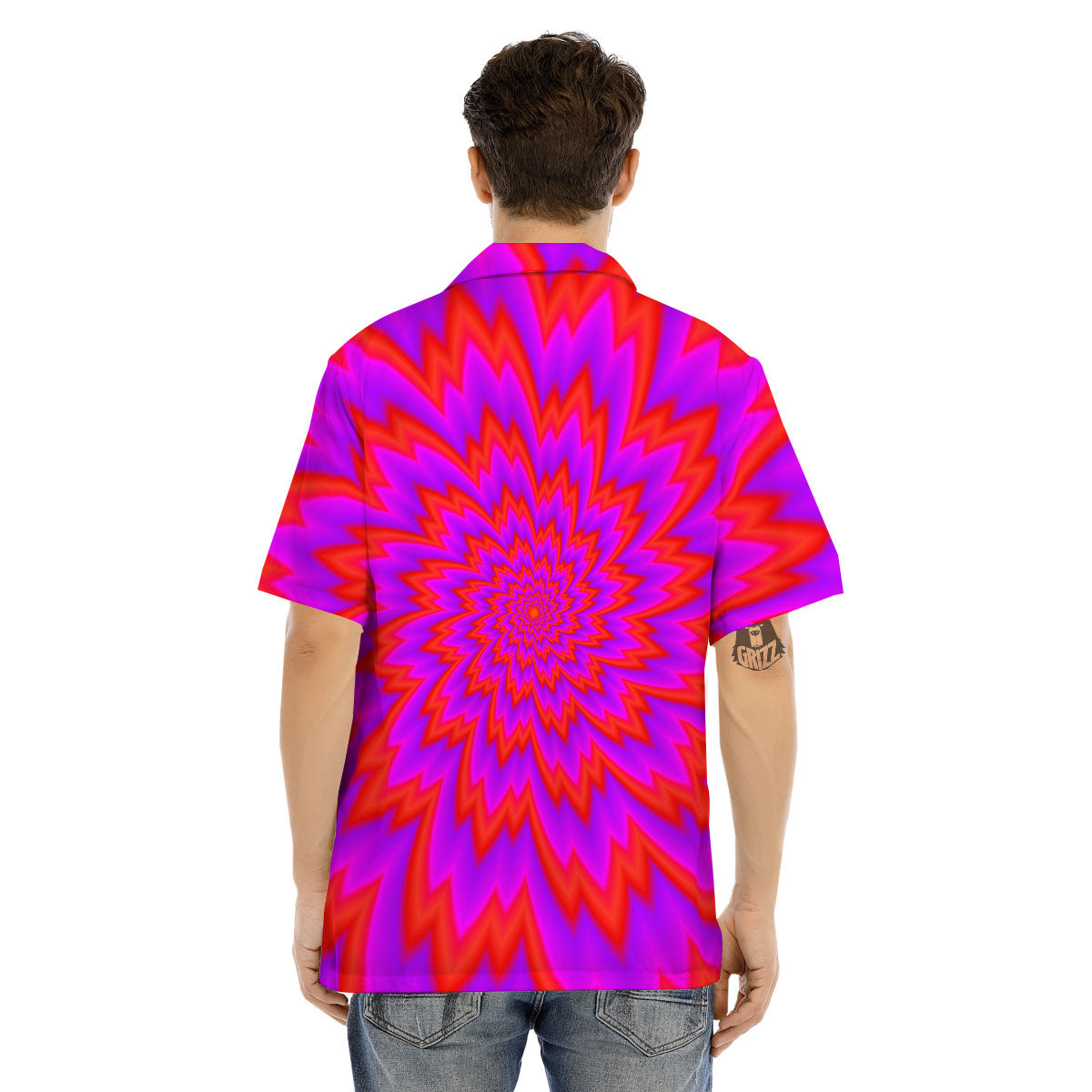 Optical Illusion Spiky Psychedelic Men's Hawaiian Shirt-grizzshop