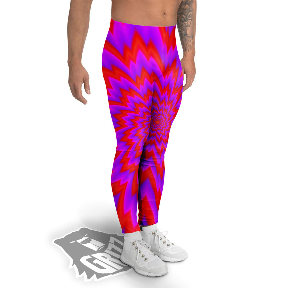 Optical Illusion Spiky Psychedelic Men's Leggings-grizzshop