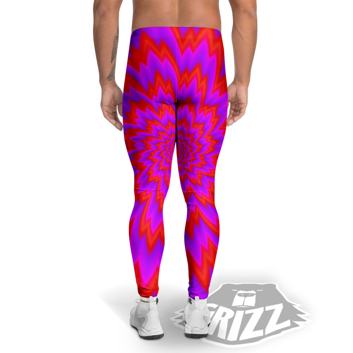 Optical Illusion Spiky Psychedelic Men's Leggings-grizzshop
