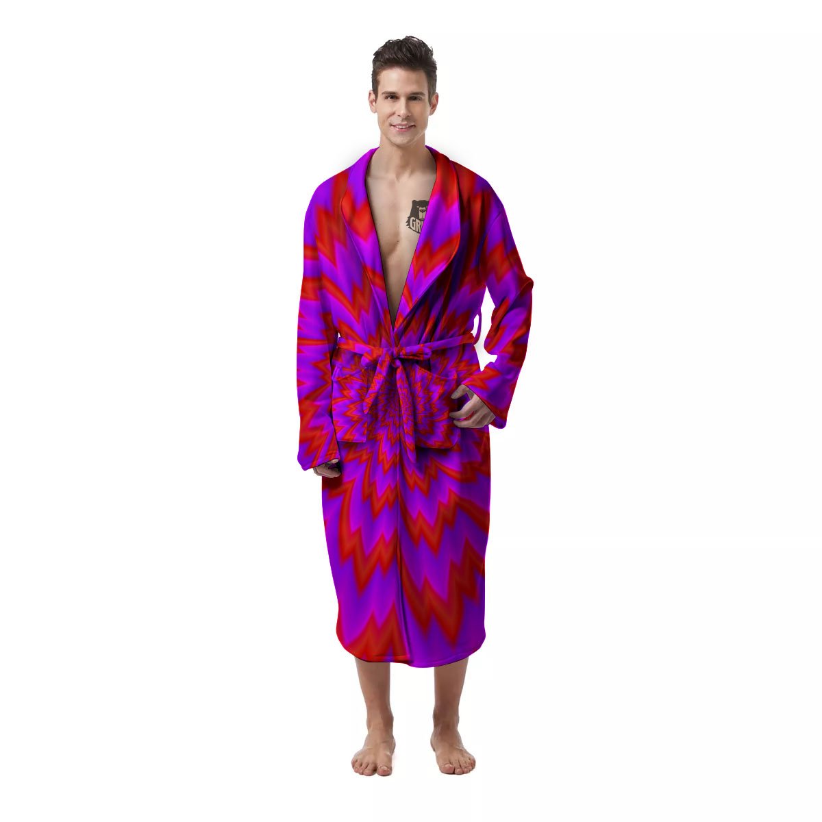 Optical Illusion Spiky Psychedelic Men's Robe-grizzshop