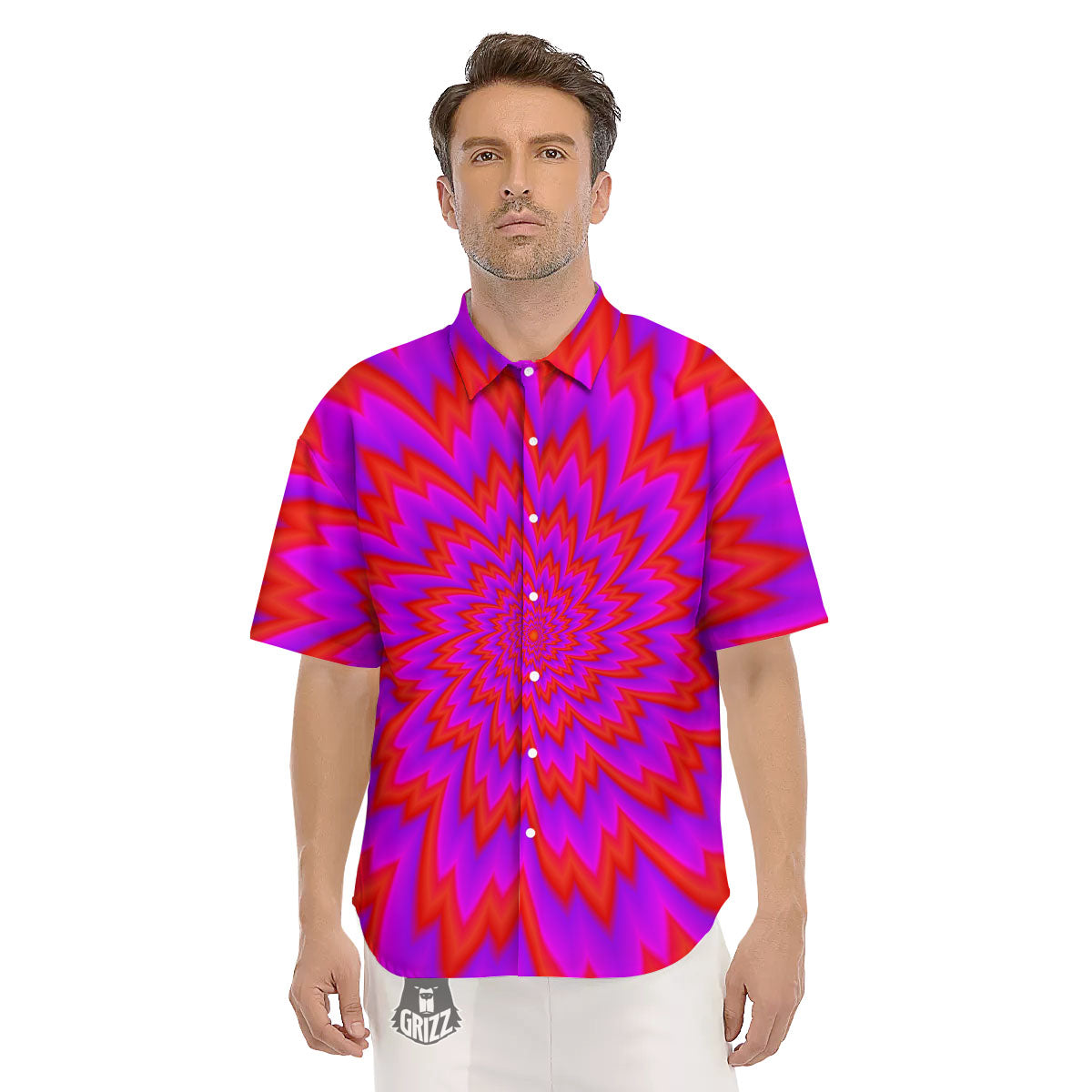 Optical Illusion Spiky Psychedelic Men's Short Sleeve Shirts-grizzshop