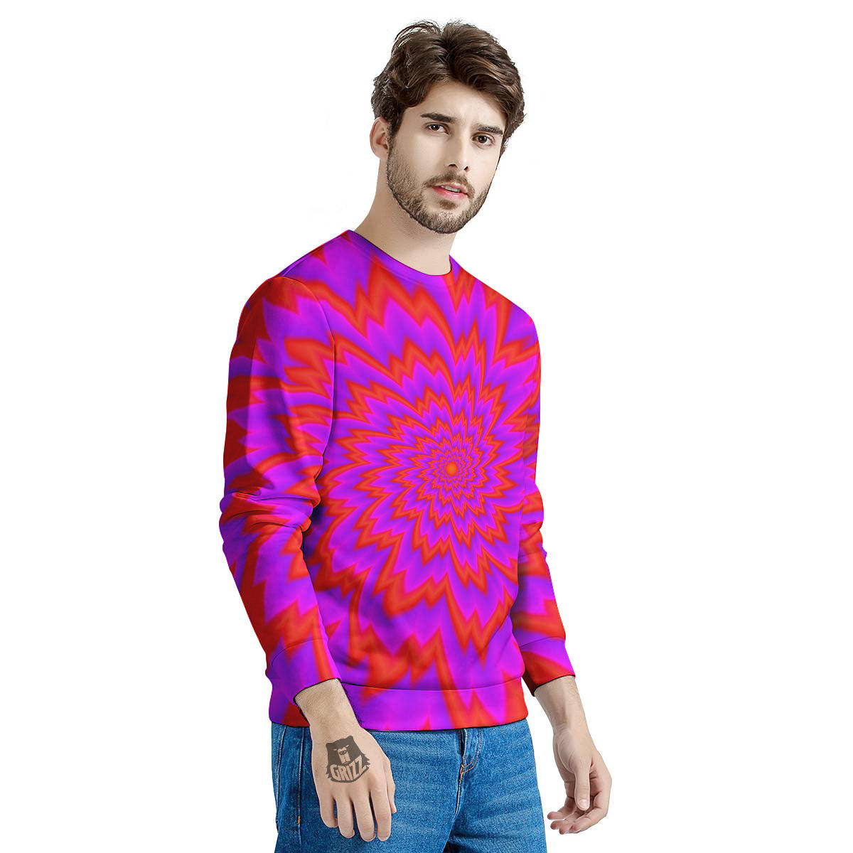 Optical Illusion Spiky Psychedelic Men's Sweatshirt-grizzshop