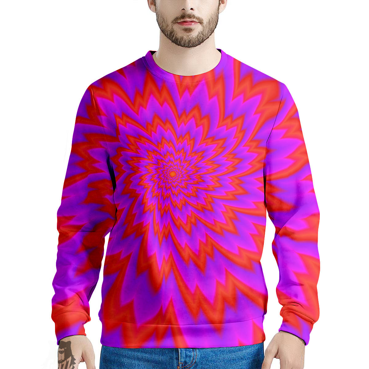 Optical Illusion Spiky Psychedelic Men's Sweatshirt-grizzshop