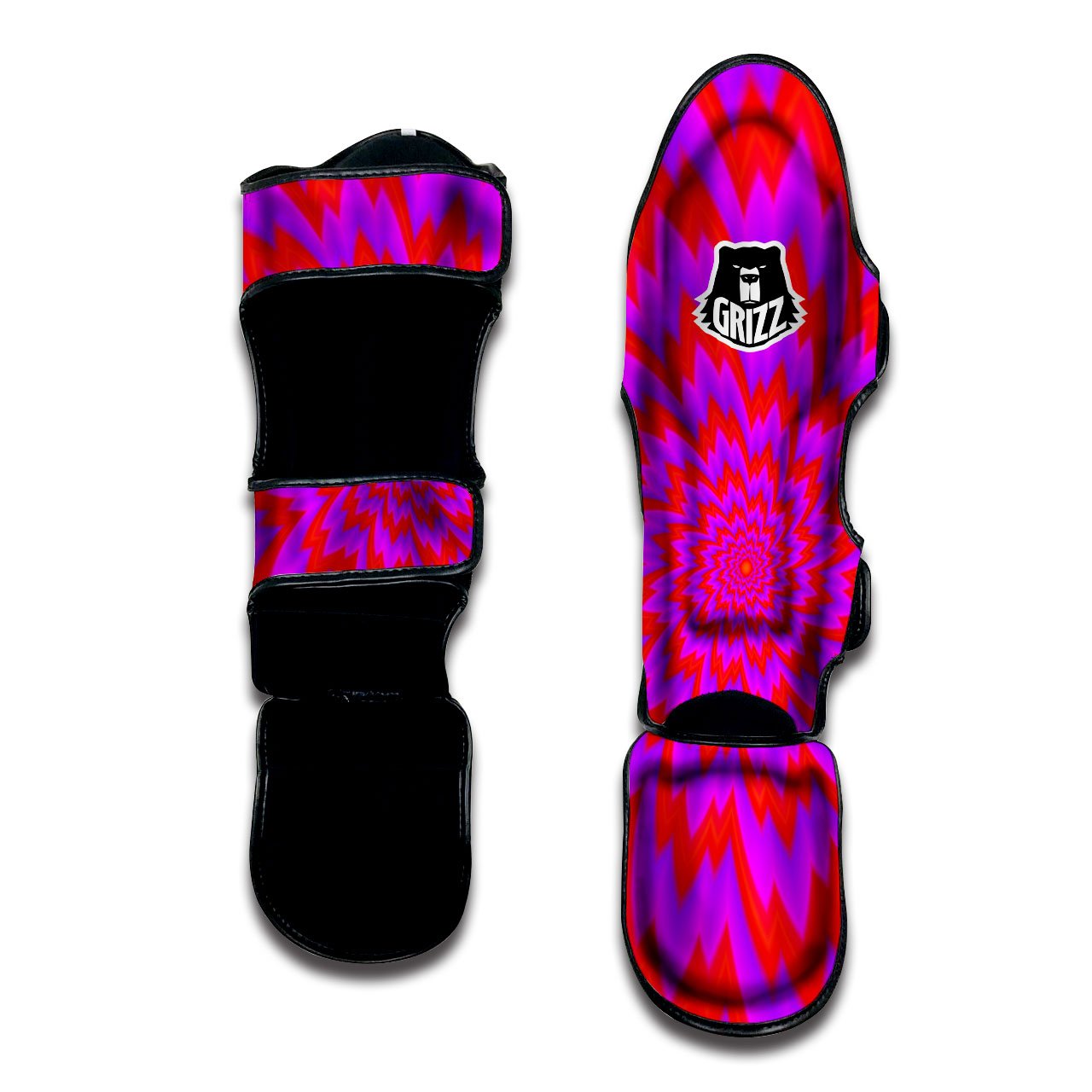 Optical Illusion Spiky Psychedelic Muay Thai Shin Guards-grizzshop