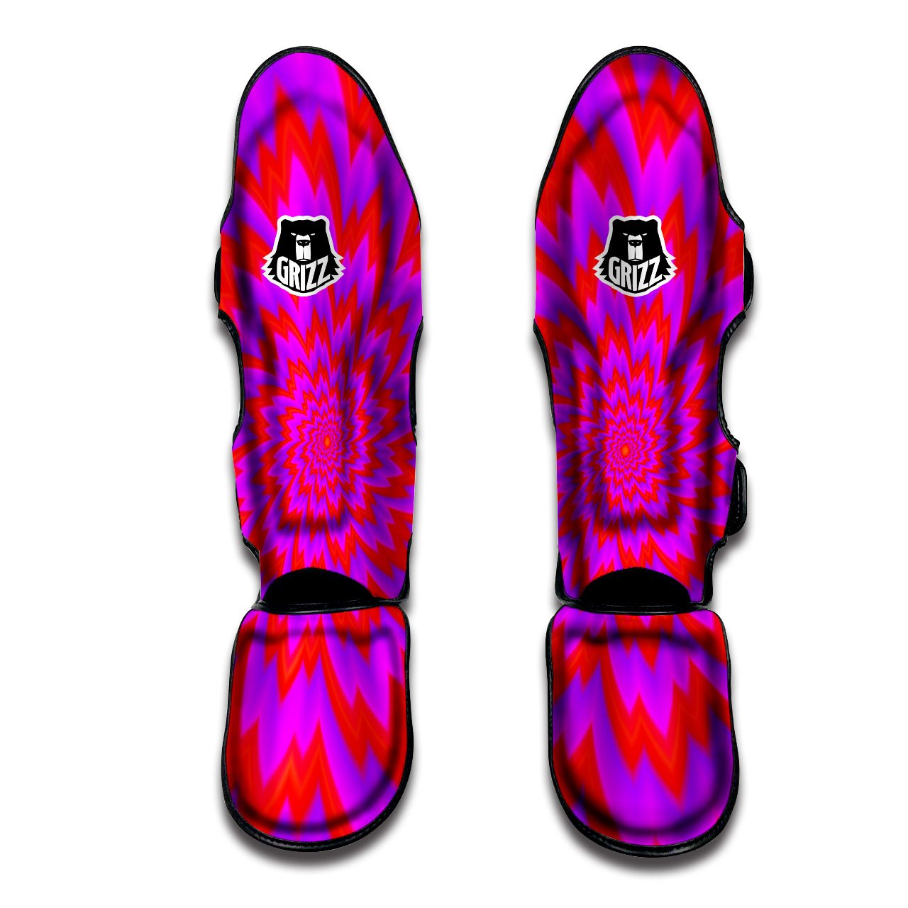 Optical Illusion Spiky Psychedelic Muay Thai Shin Guards-grizzshop