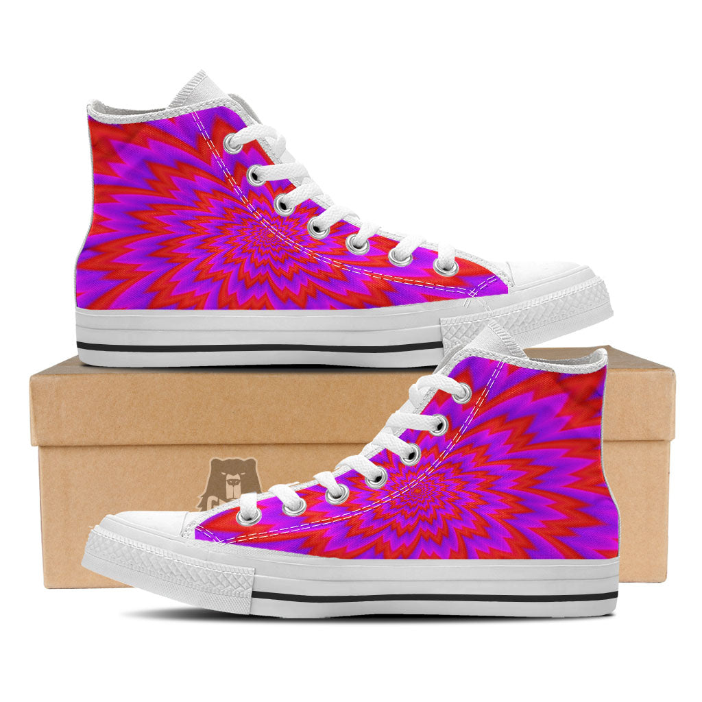 Optical Illusion Spiky Psychedelic White High Top Shoes-grizzshop
