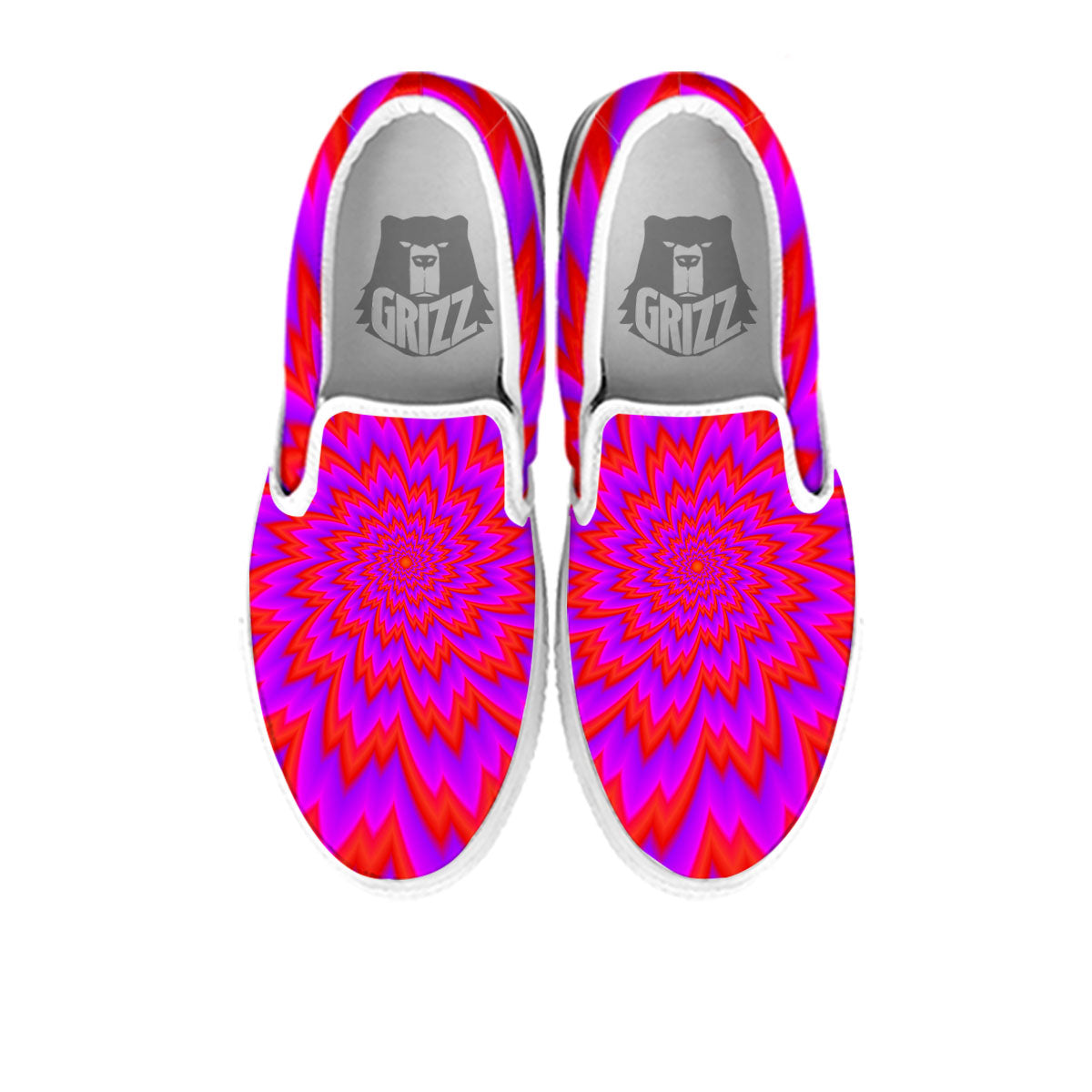 Optical Illusion Spiky Psychedelic White Slip On Shoes-grizzshop