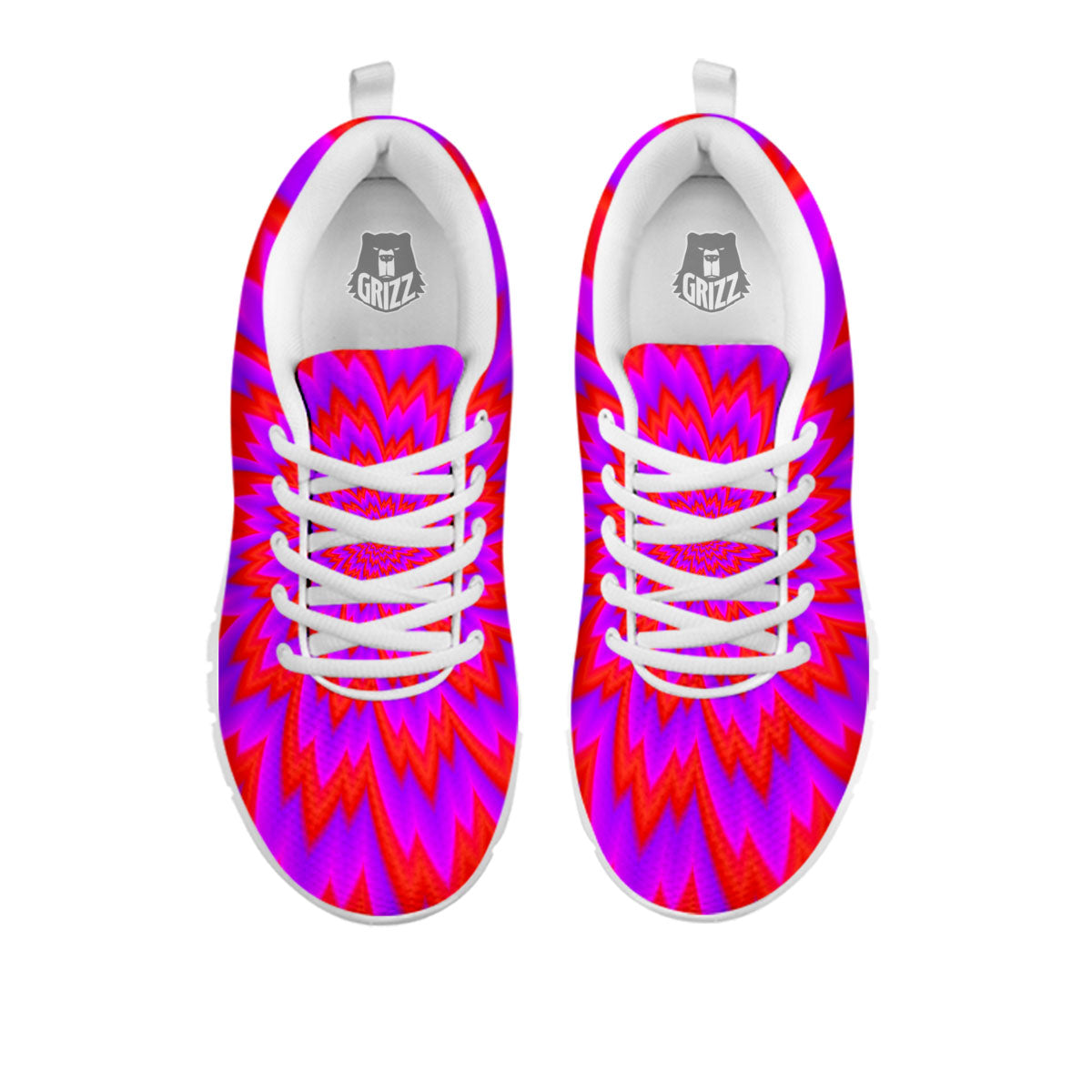 Optical Illusion Spiky Psychedelic White Sneaker-grizzshop