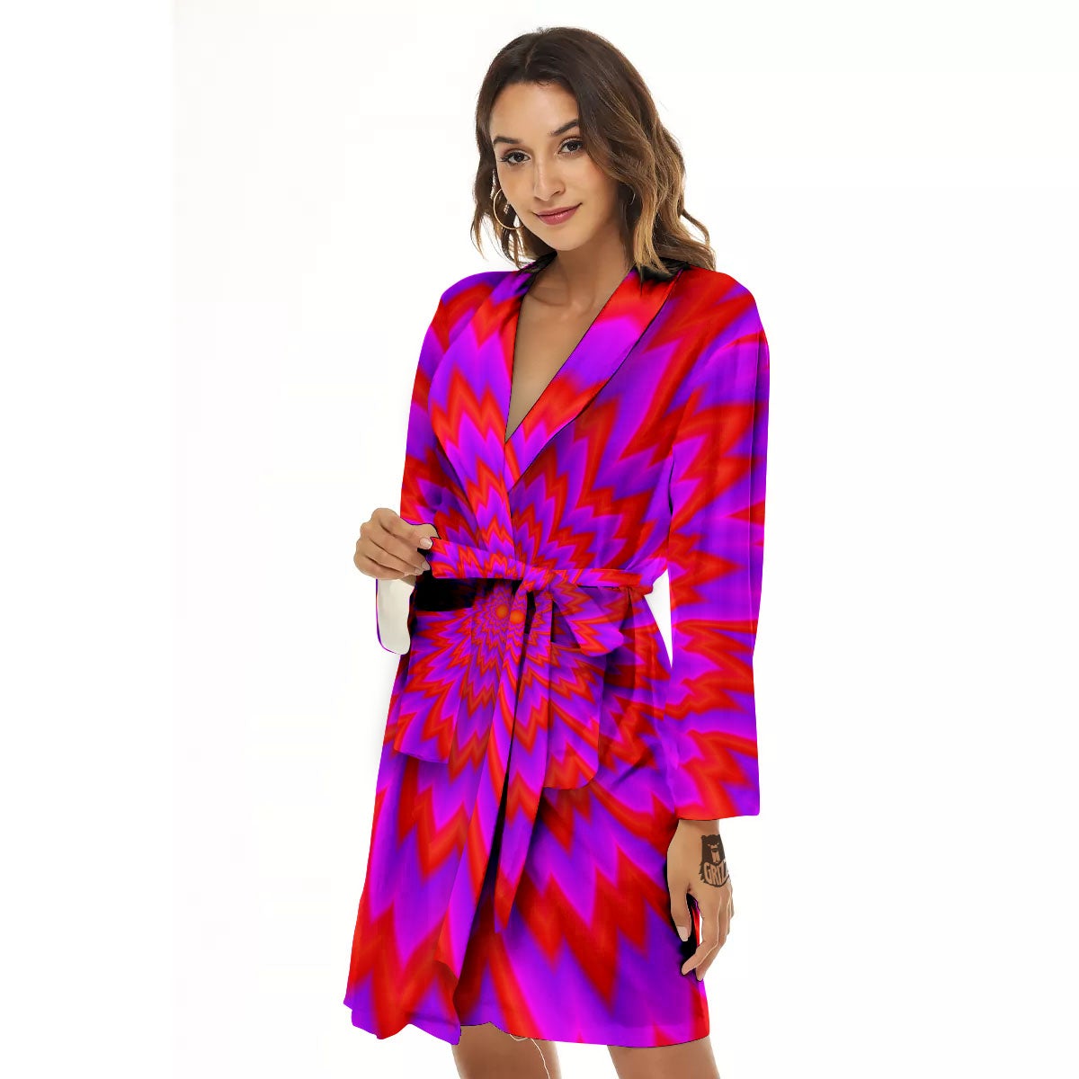 Optical Illusion Spiky Psychedelic Women's Robe-grizzshop