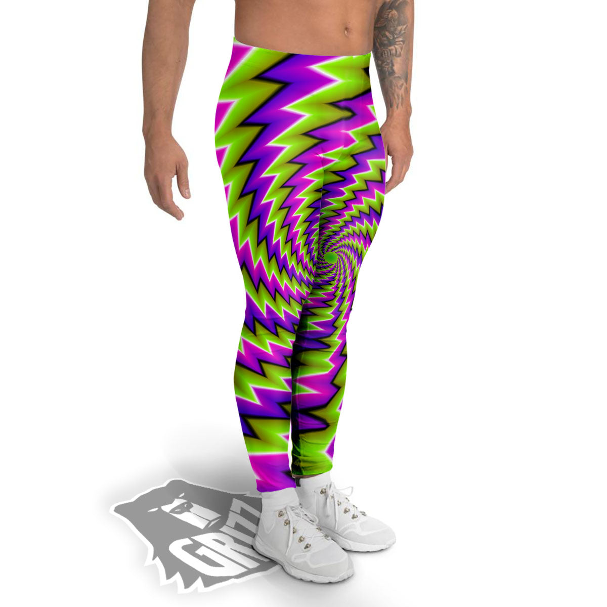 Optical Moving Illusion Abstract Twisted Men's Leggings-grizzshop
