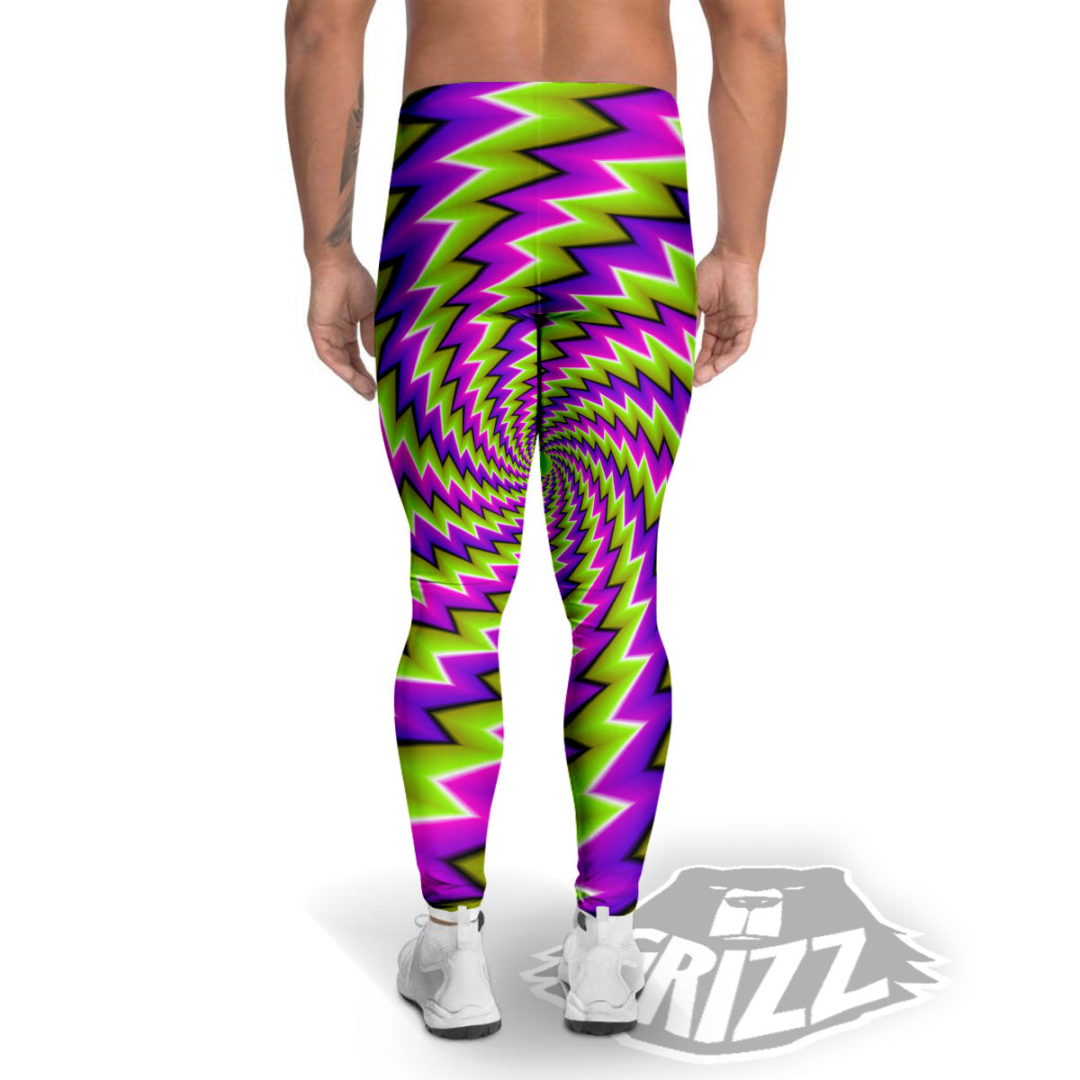 Optical Moving Illusion Abstract Twisted Men's Leggings-grizzshop