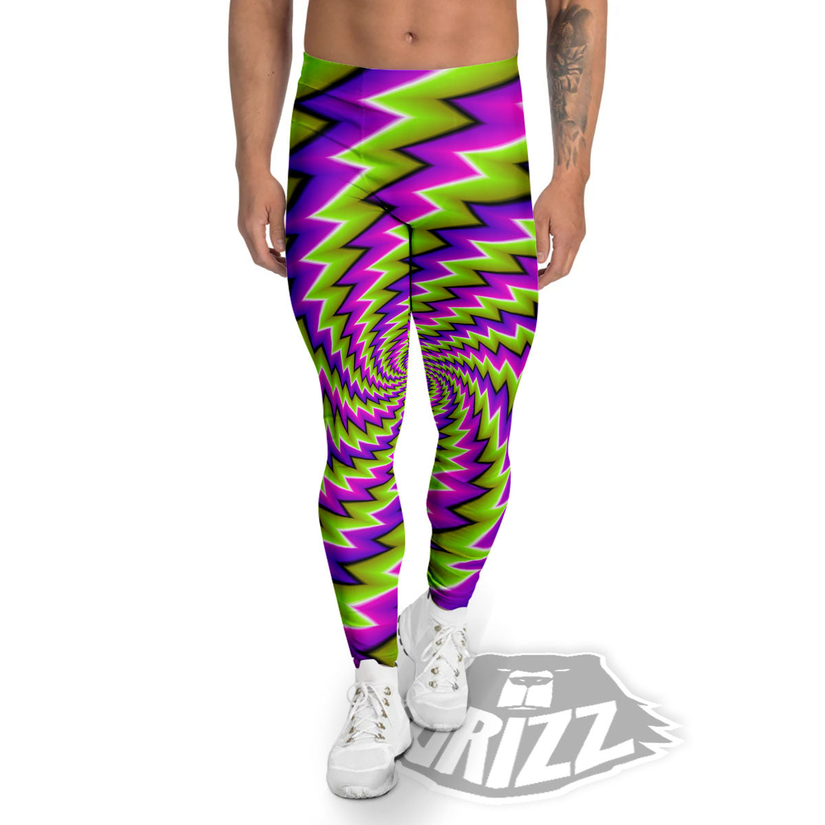 Optical Moving Illusion Abstract Twisted Men's Leggings-grizzshop