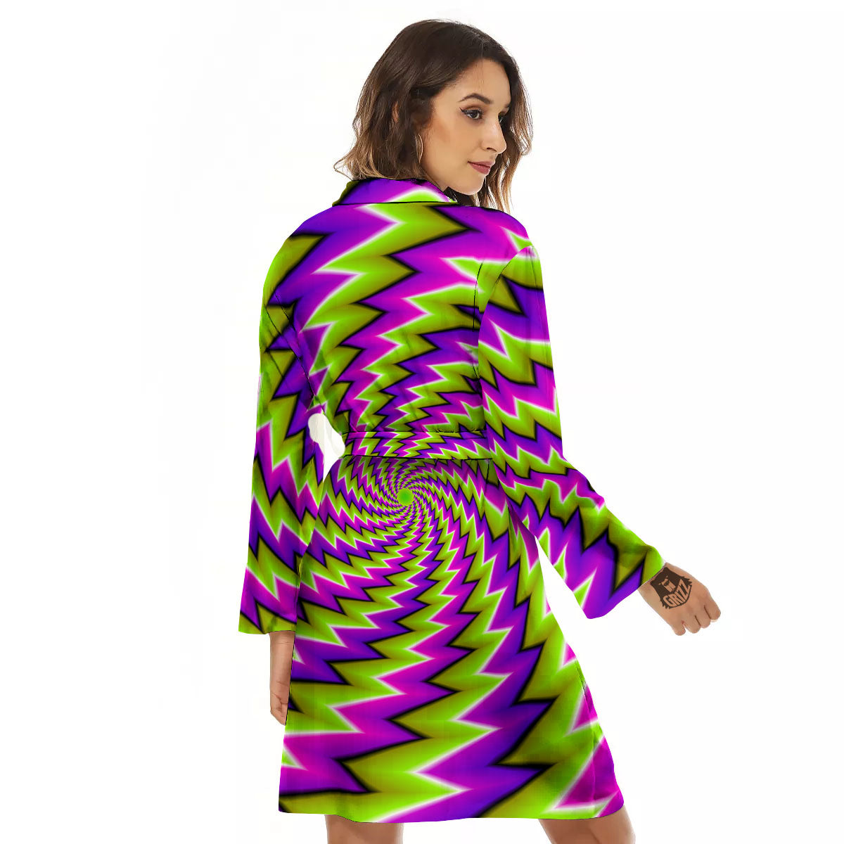 Optical Moving Illusion Abstract Twisted Women's Robe-grizzshop