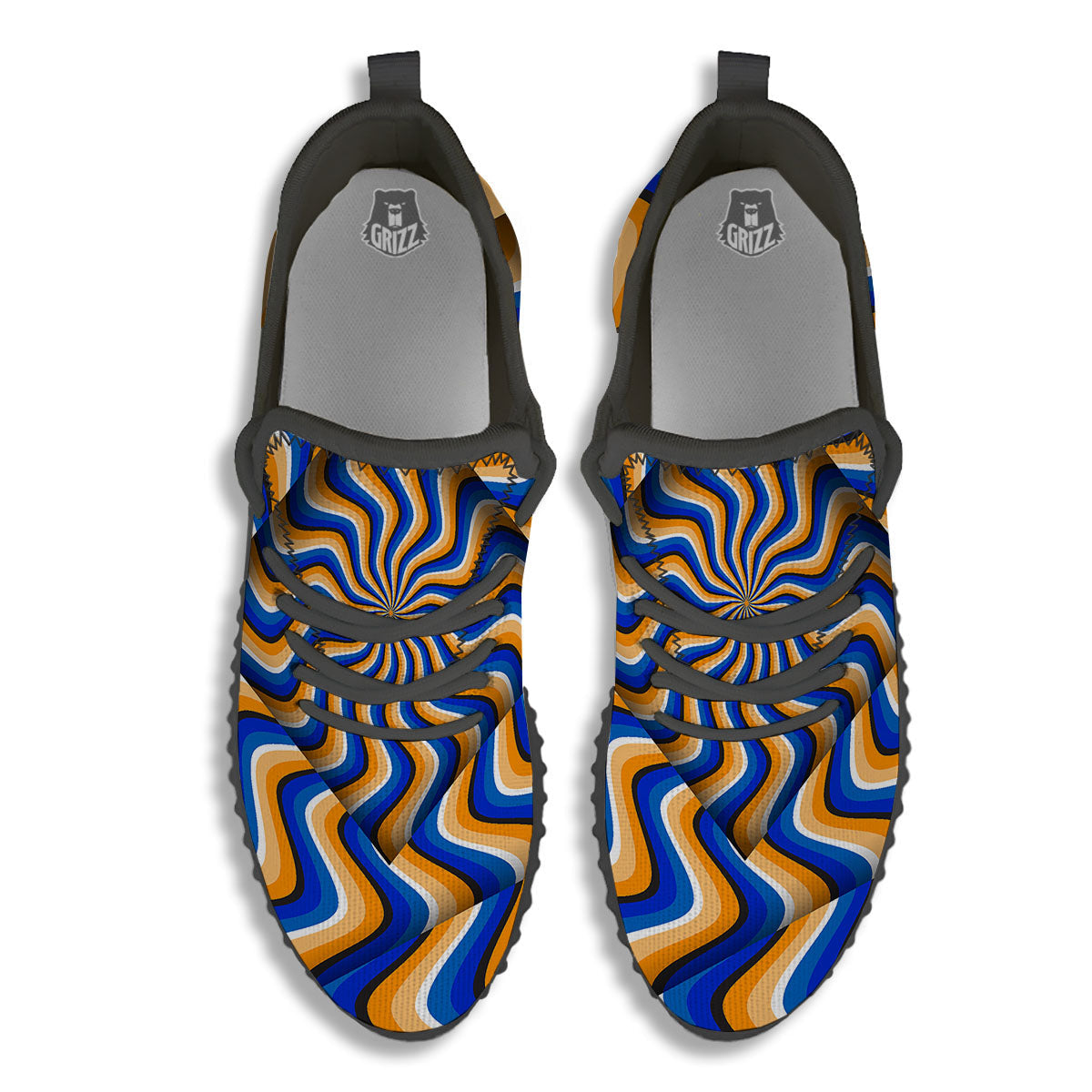 Optical illusion Hypnotic Blue Orange Black Walking Shoes-grizzshop