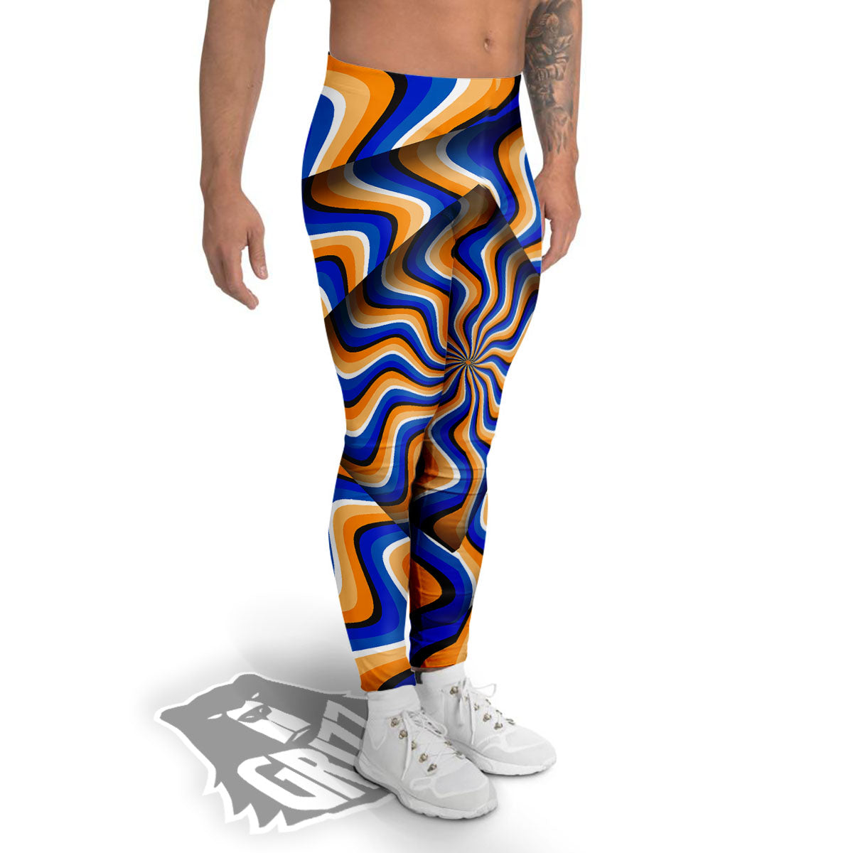 Optical illusion Hypnotic Blue Orange Men's Leggings-grizzshop