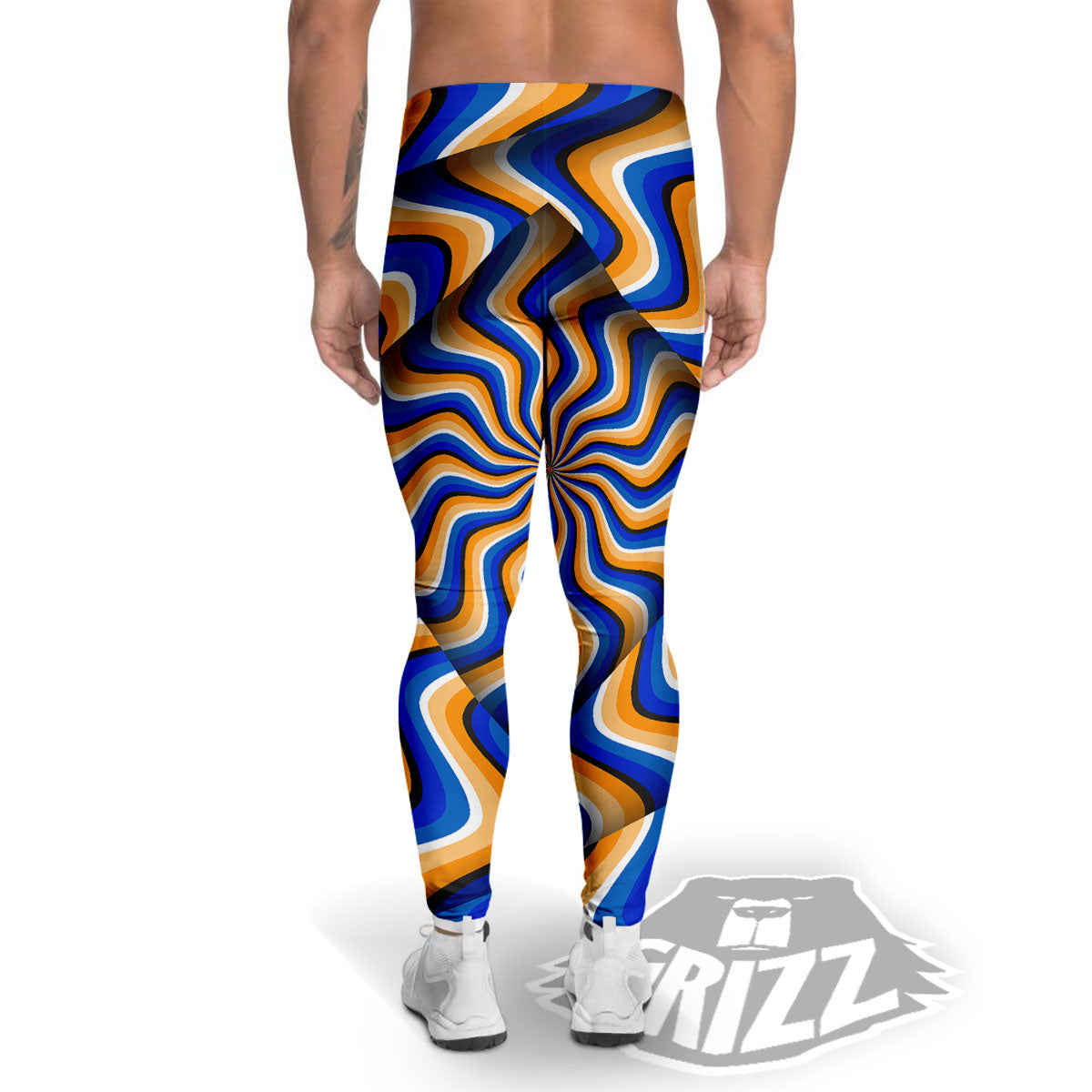 Optical illusion Hypnotic Blue Orange Men's Leggings-grizzshop