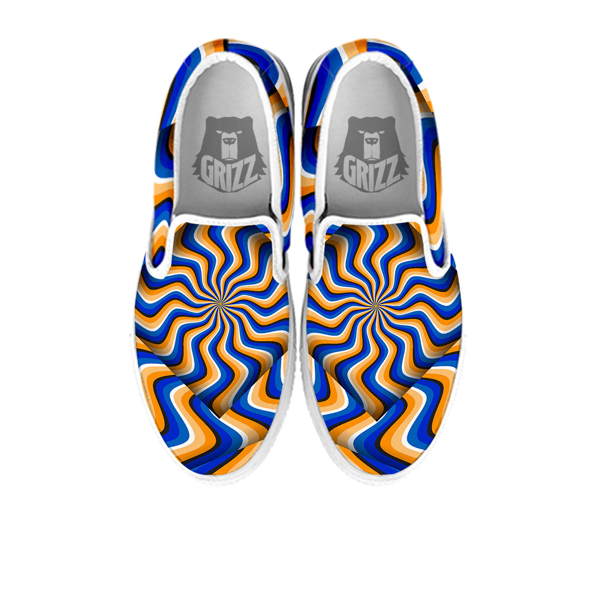 Optical illusion Hypnotic Blue Orange White Slip On Shoes-grizzshop