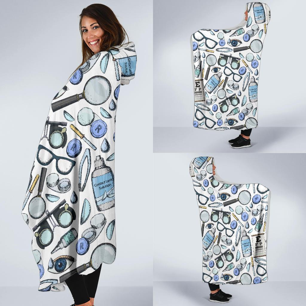 Optometry Pattern Print Hooded Blanket-grizzshop