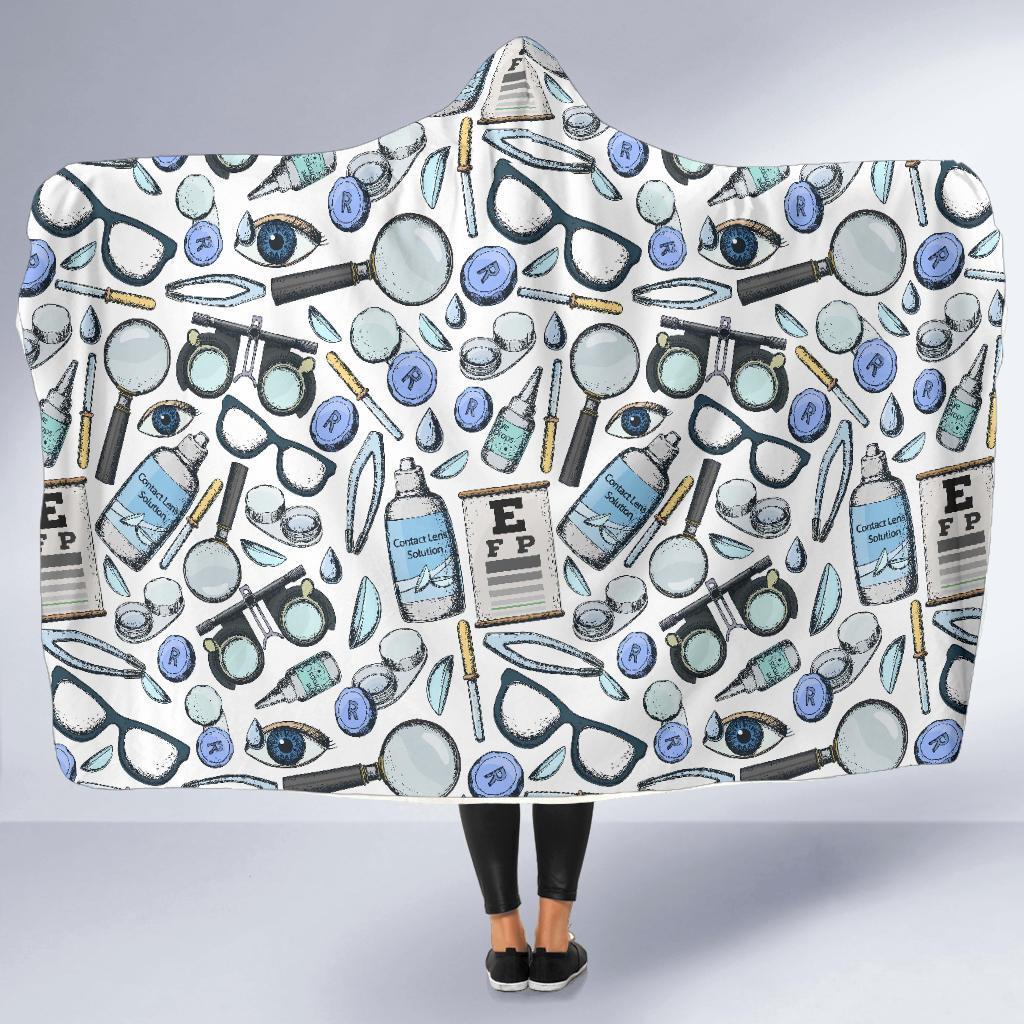 Optometry Pattern Print Hooded Blanket-grizzshop