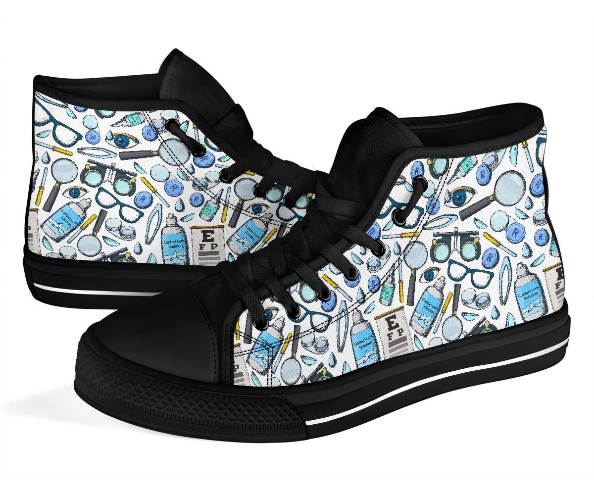 Optometry Pattern Print Men Women's High Top Shoes-grizzshop