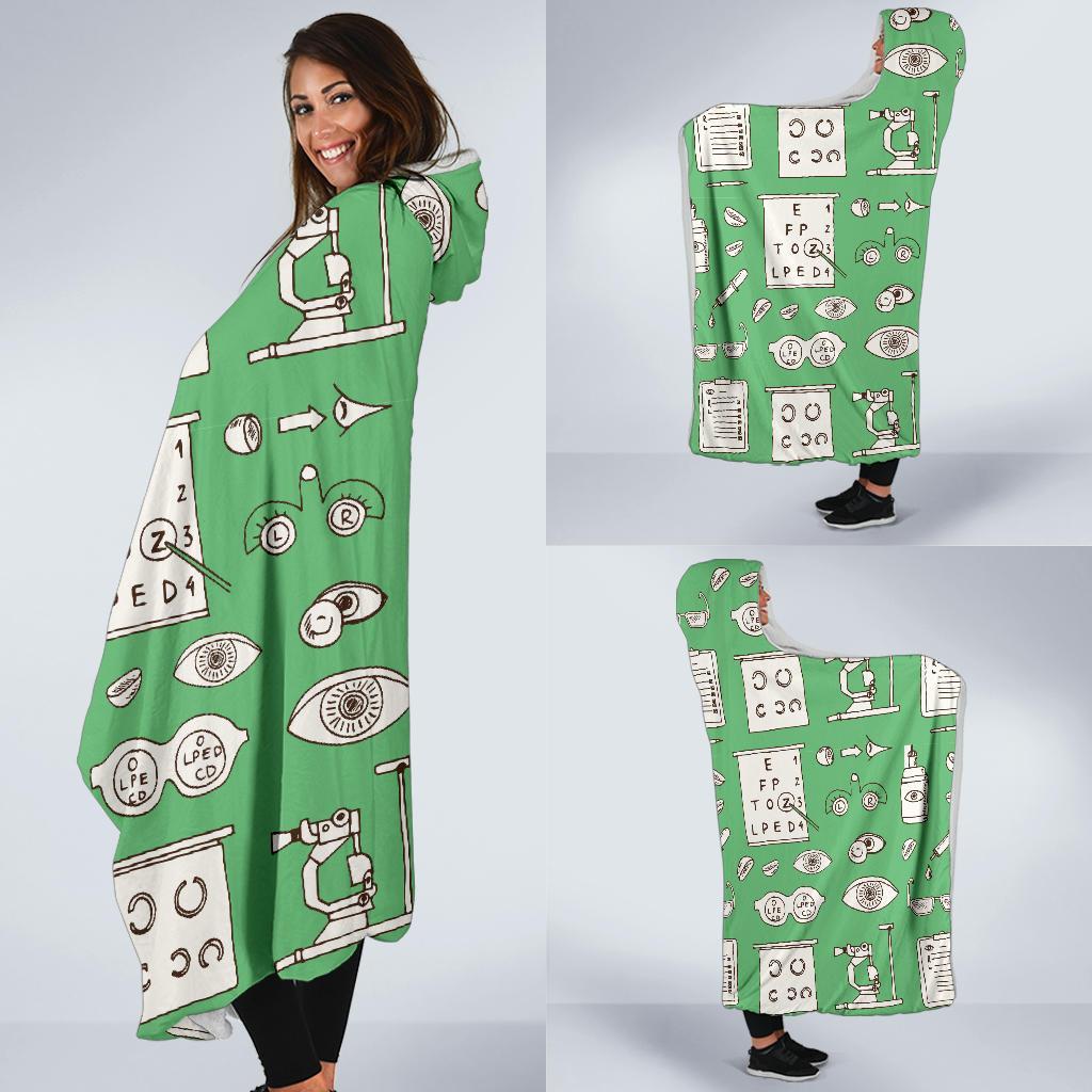 Optometry Print Pattern Hooded Blanket-grizzshop