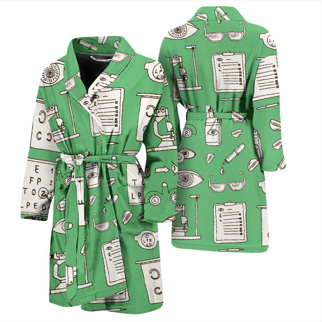 Optometry Print Pattern Men Long Robe-grizzshop