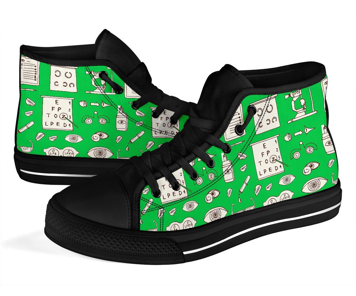 Optometry Print Pattern Men Women's High Top Shoes-grizzshop