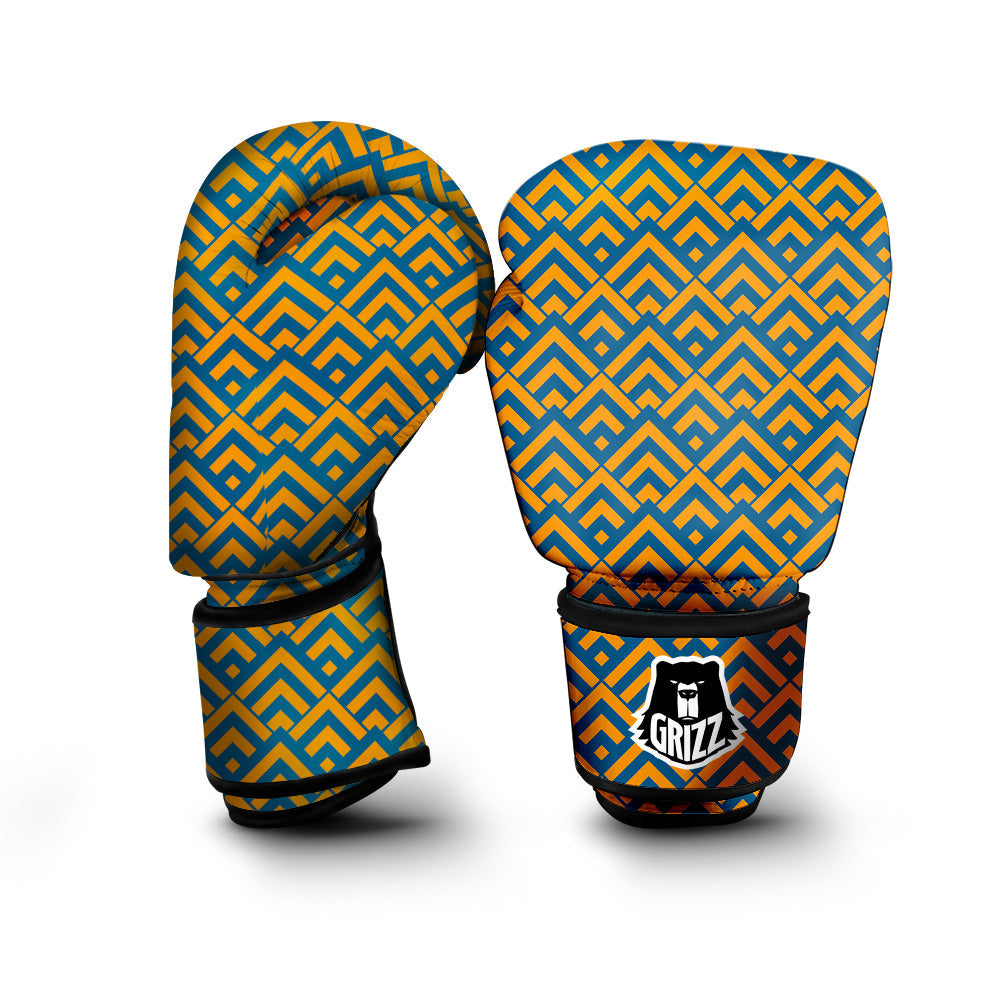 Orange And Blue Chevrons Print Pattern Boxing Gloves-grizzshop