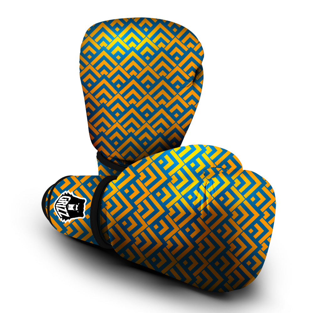 Orange And Blue Chevrons Print Pattern Boxing Gloves-grizzshop