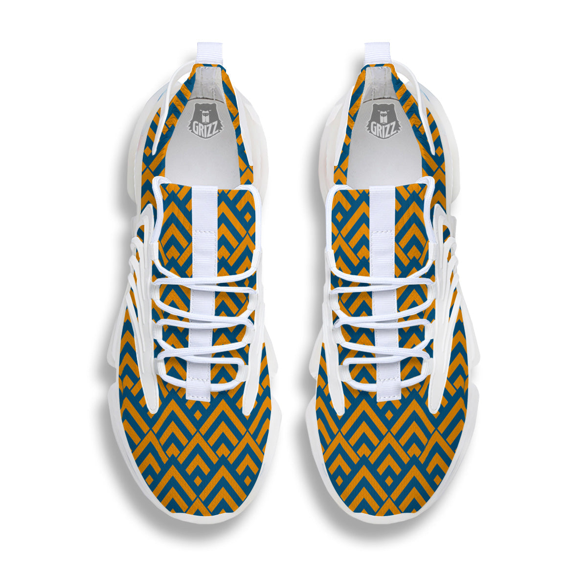 Orange And Blue Chevrons Print Pattern White Gym Shoes-grizzshop