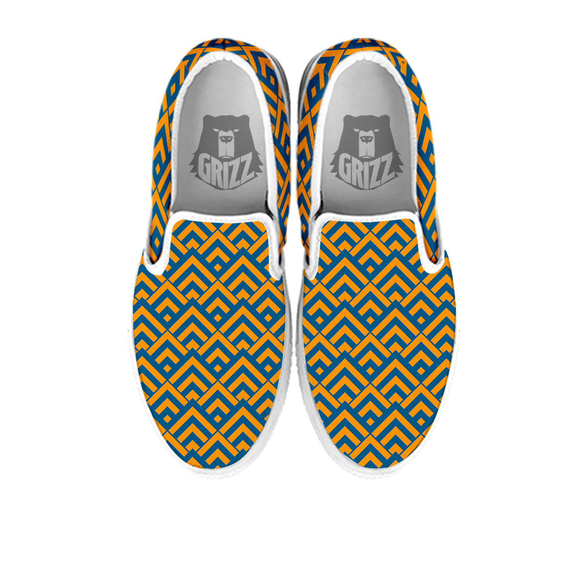 Orange And Blue Chevrons Print Pattern White Slip On Shoes-grizzshop