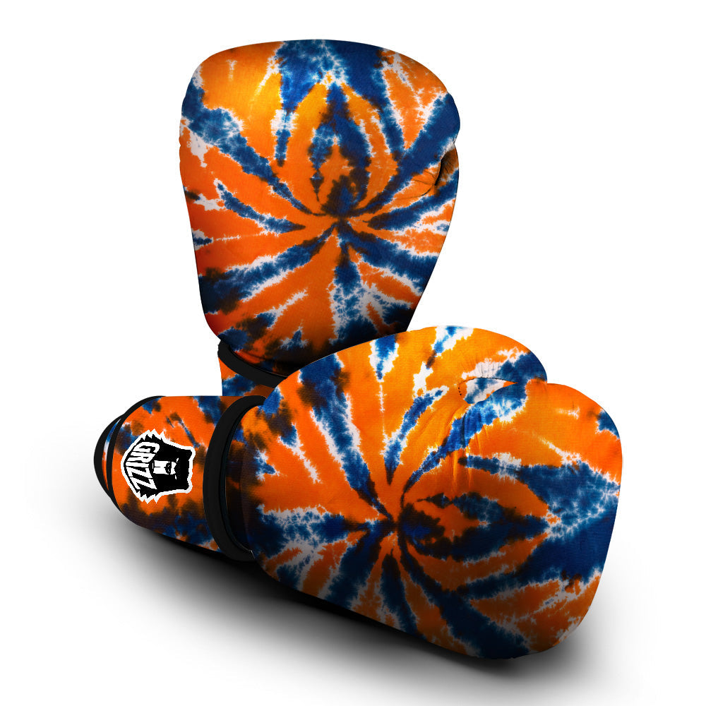 Orange And Blue Tie Dye Spider Print Boxing Gloves-grizzshop
