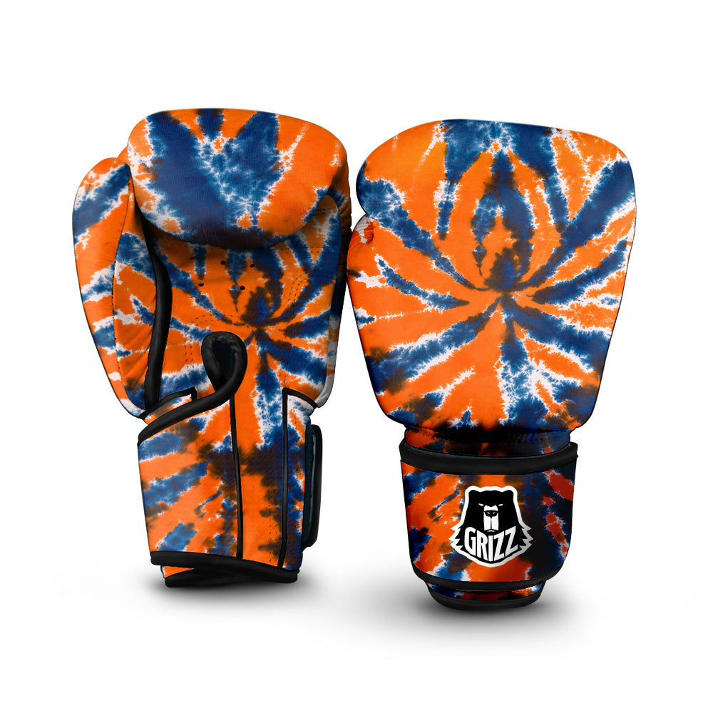 Orange And Blue Tie Dye Spider Print Boxing Gloves-grizzshop