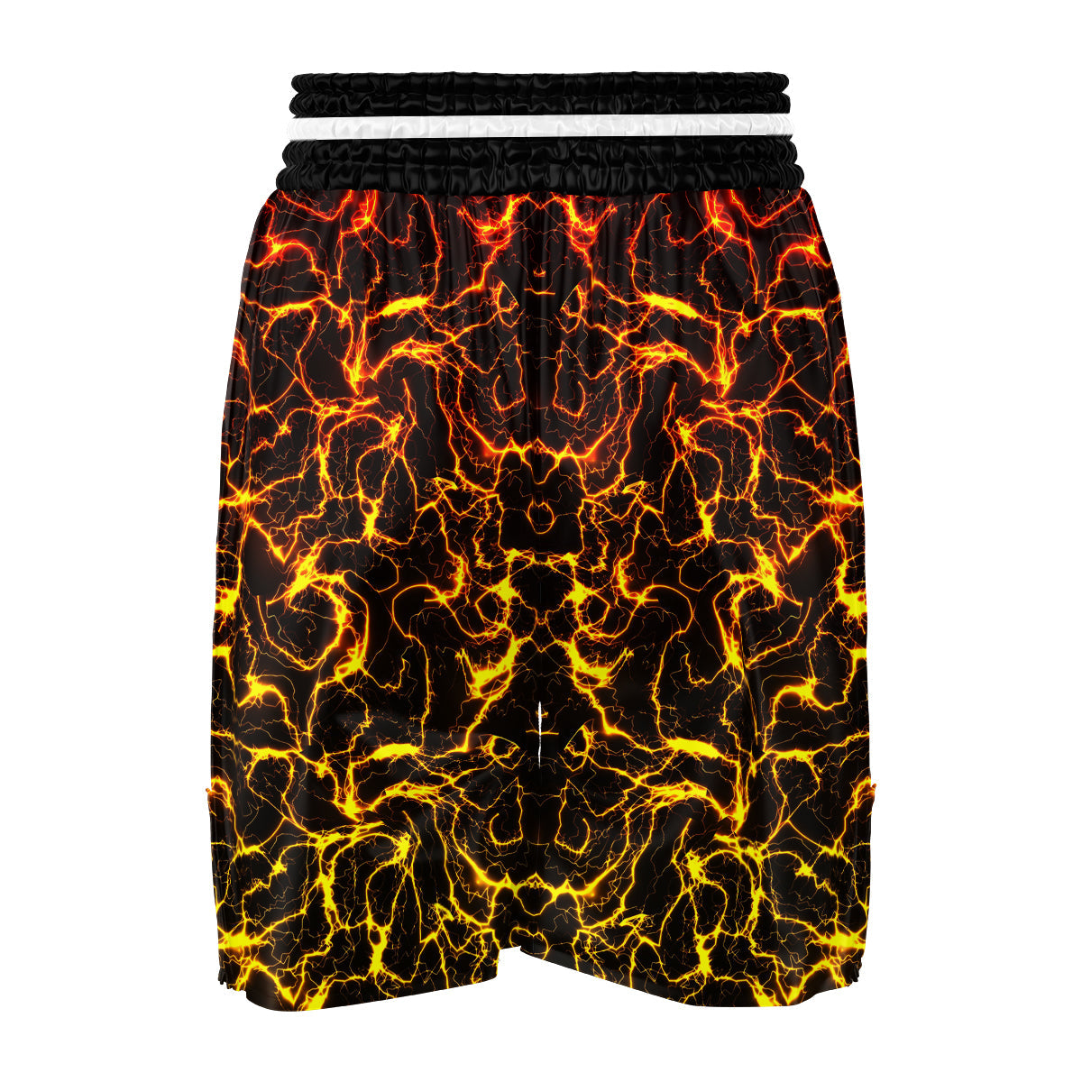 Orange And Gold Lightning Print Boxing Shorts-grizzshop