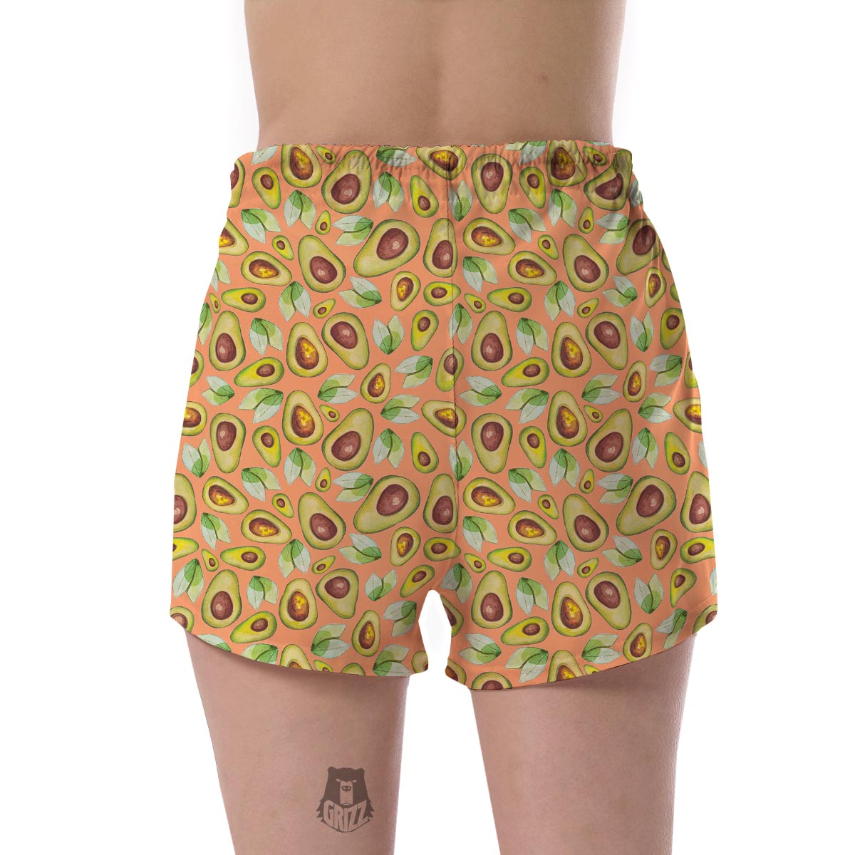 Orange Avocado Patttern Print Women's Shorts-grizzshop