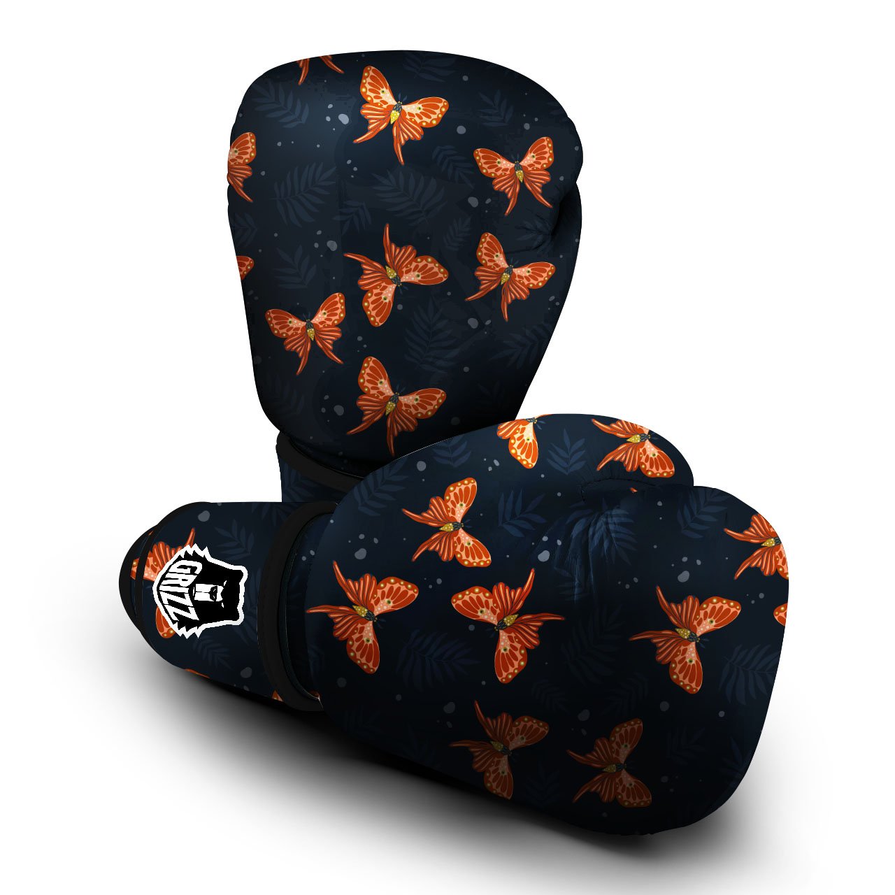 Orange Butterfly Monarch Print Pattern Boxing Gloves-grizzshop