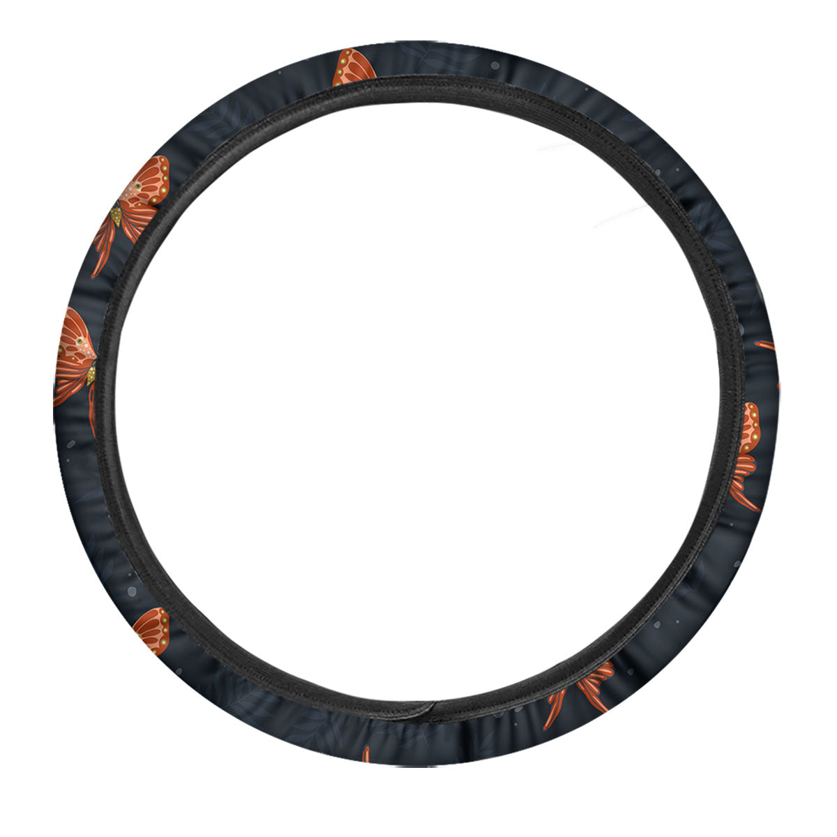 Orange Butterfly Monarch Print Pattern Car Steering Wheel Cover-grizzshop