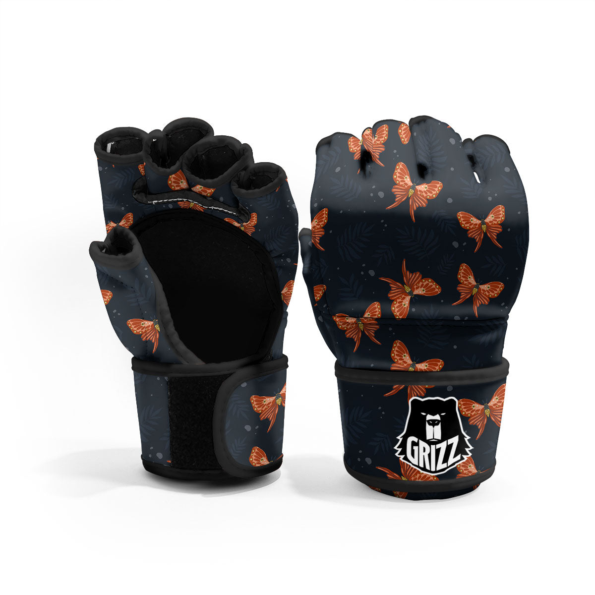 Orange Butterfly Monarch Print Pattern MMA Gloves-grizzshop
