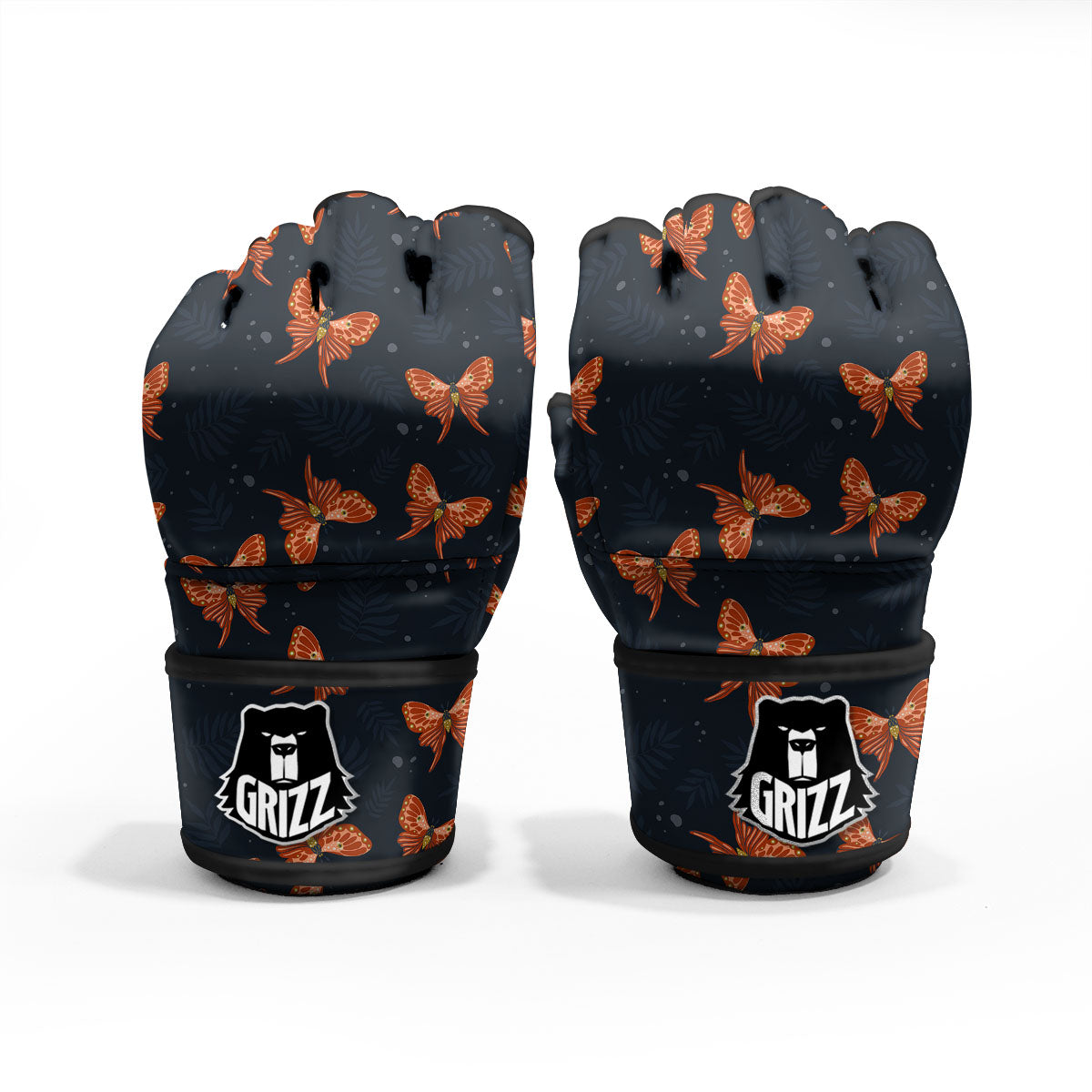 Orange Butterfly Monarch Print Pattern MMA Gloves-grizzshop