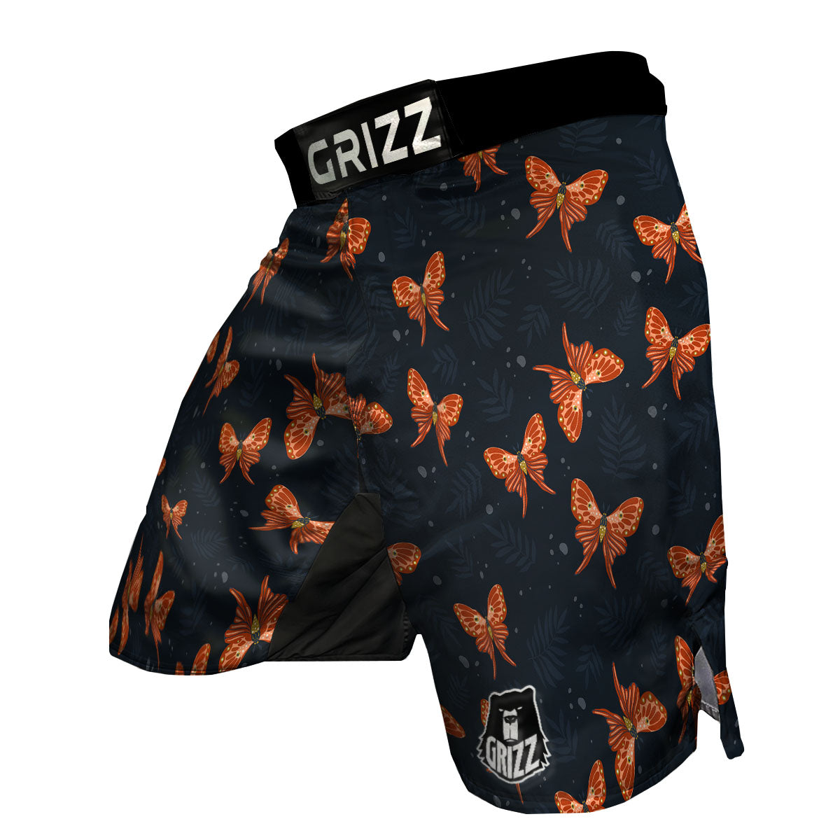 Orange Butterfly Monarch Print Pattern MMA Shorts-grizzshop