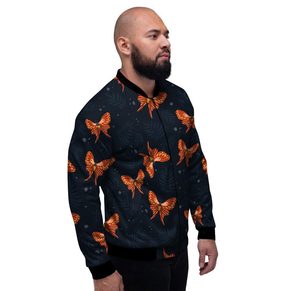 Orange Butterfly Monarch Print Pattern Men's Bomber Jacket-grizzshop