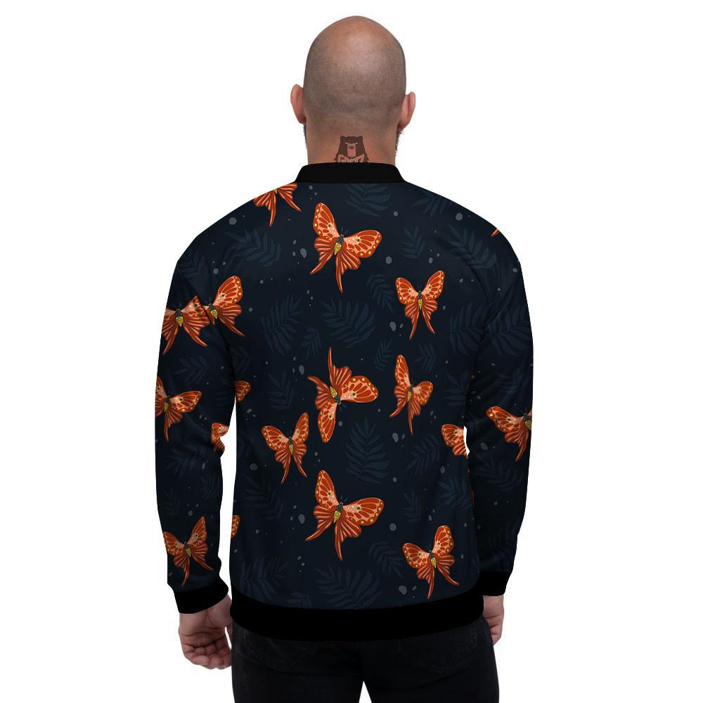 Orange Butterfly Monarch Print Pattern Men's Bomber Jacket-grizzshop