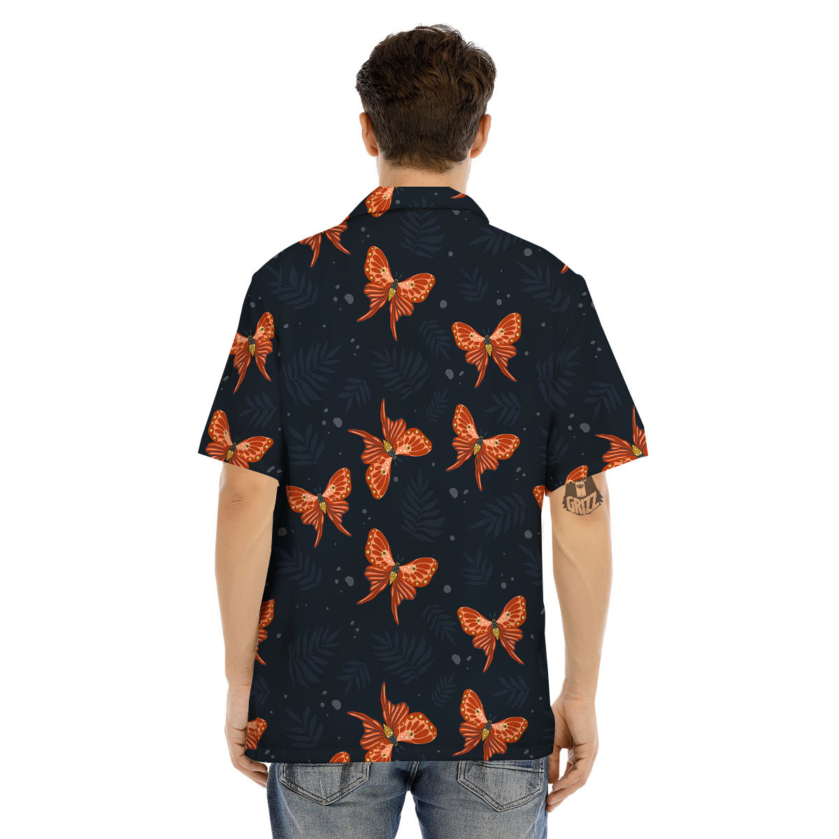 Orange Butterfly Monarch Print Pattern Men's Hawaiian Shirt-grizzshop