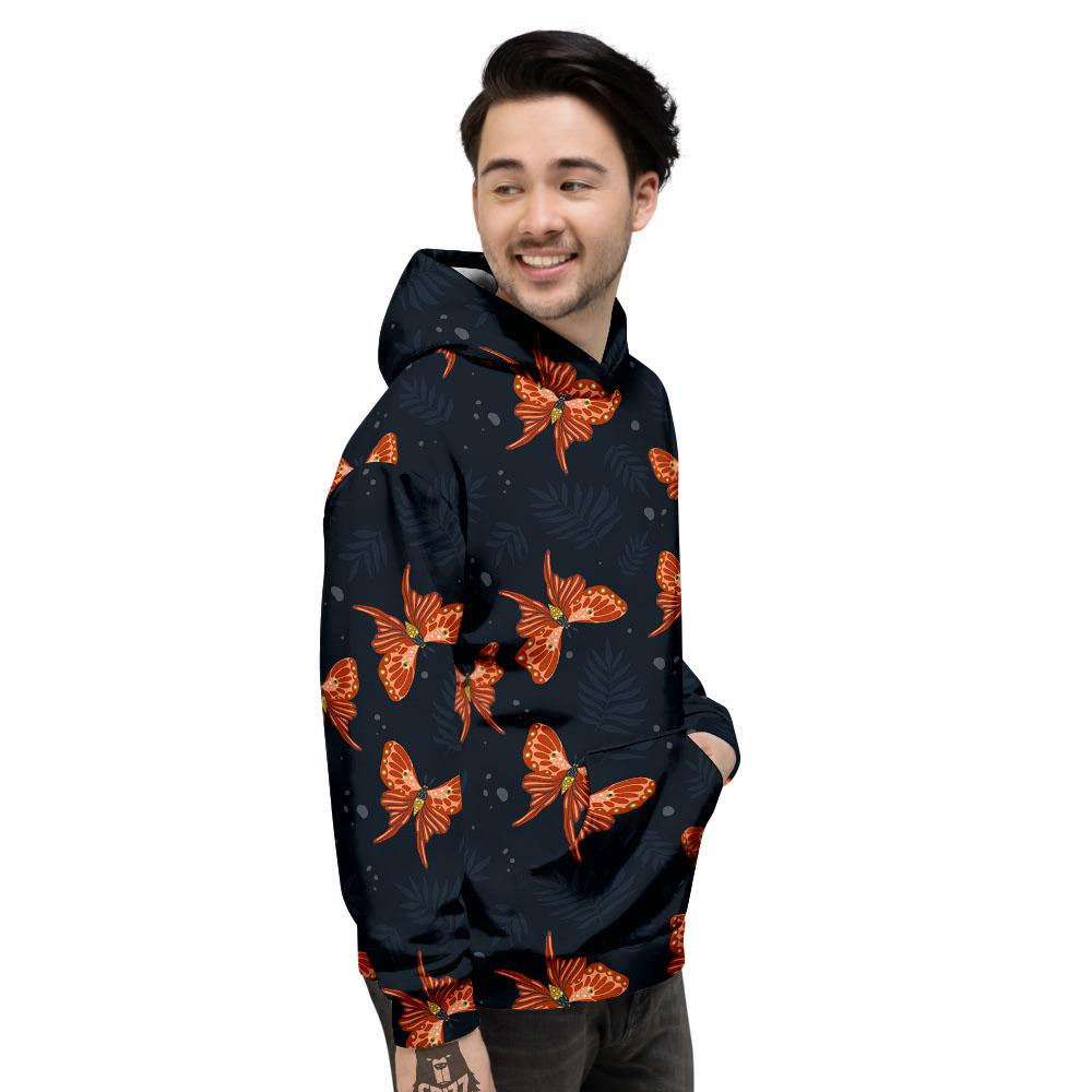 Orange Butterfly Monarch Print Pattern Men's Hoodie-grizzshop