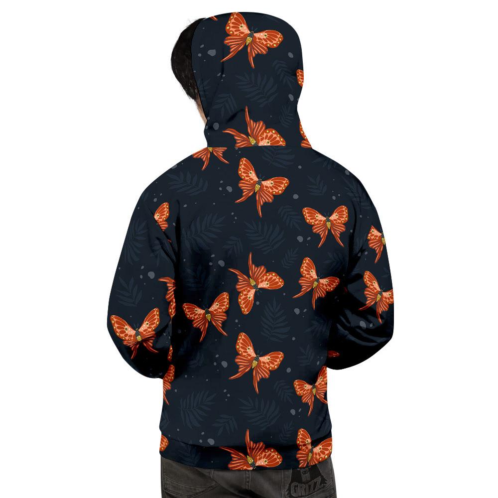 Orange Butterfly Monarch Print Pattern Men's Hoodie-grizzshop