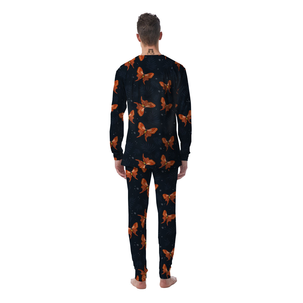 Orange Butterfly Monarch Print Pattern Men's Pajamas-grizzshop