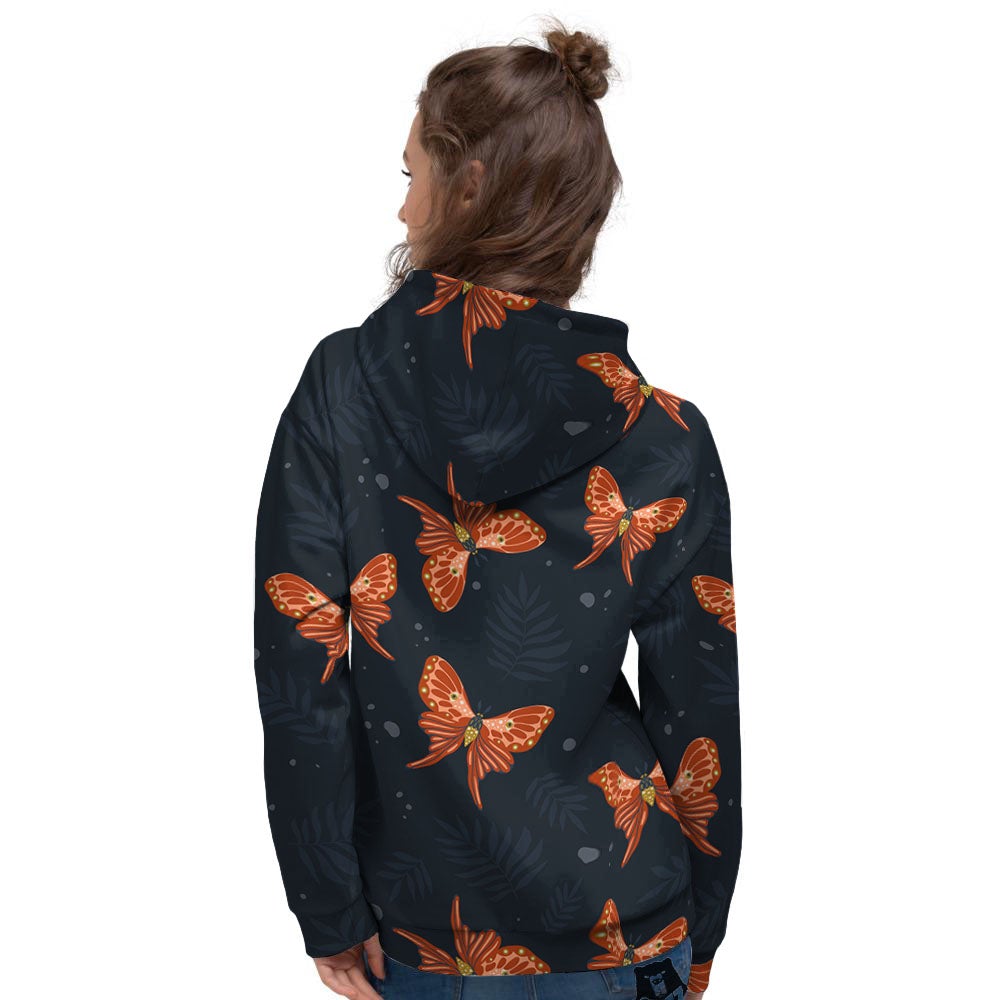 Orange Butterfly Monarch Print Pattern Women's Hoodie-grizzshop